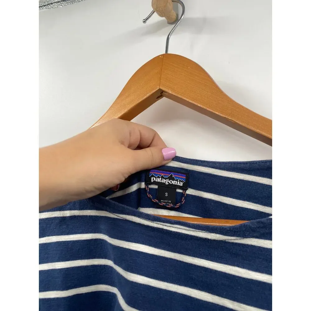 patagonia navy striped long sleeve tee dress